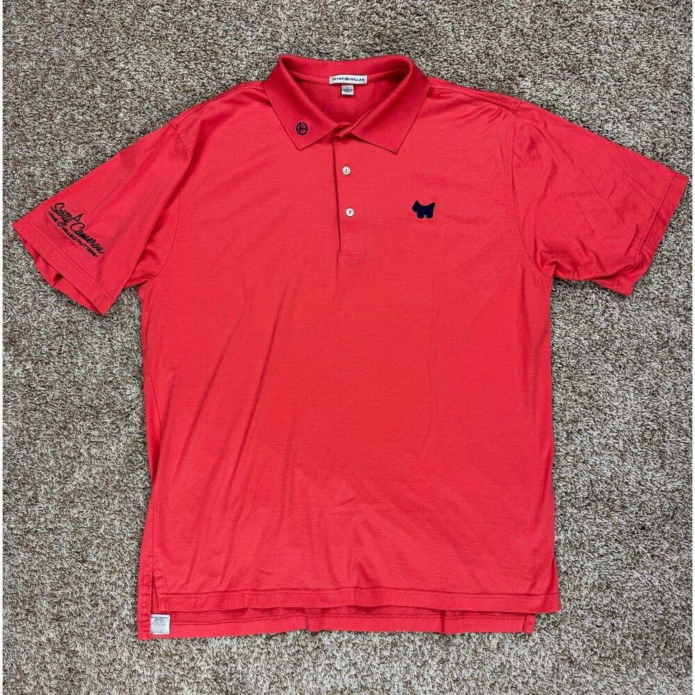 Peter Millar Scotty Cameron Circle T Golf Polo Mens Large Coral Pink Cotton
